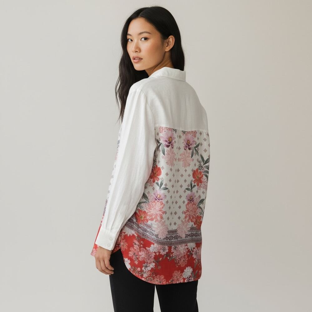 Kyla Seo Handmade Linen Blouse Artsy Summer Size Small